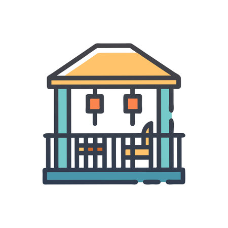 Gazebo flat vector icon. Isolated on white background.のイラスト素材