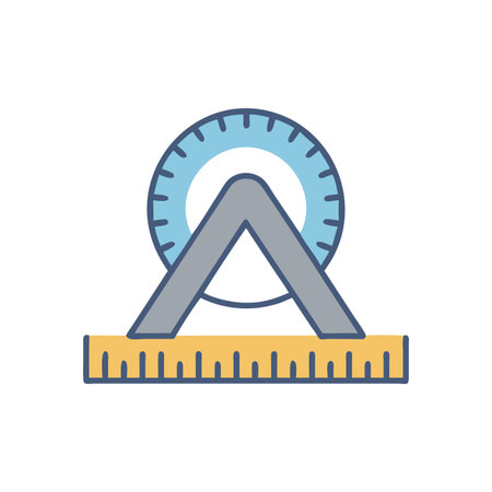 Ruler and protractor flat color icon. Isolated vector illustration on white background.