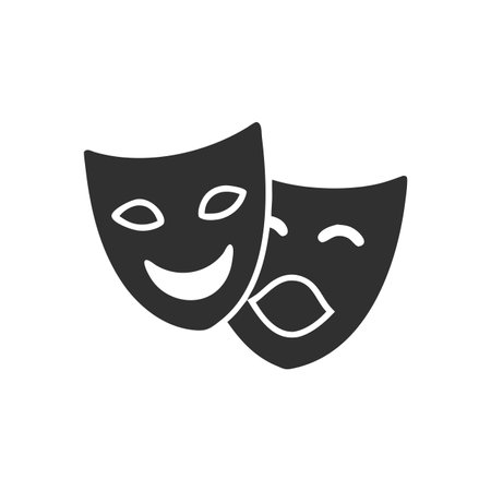 Theater mask icon. Comedy and tragedy symbol. Flat Vector illustrationのイラスト素材