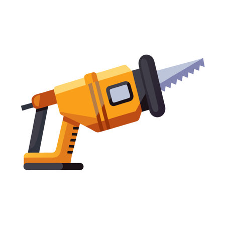 Electric jigsaw tool icon. Flat illustration of electric jigsaw tool vector icon for webのイラスト素材