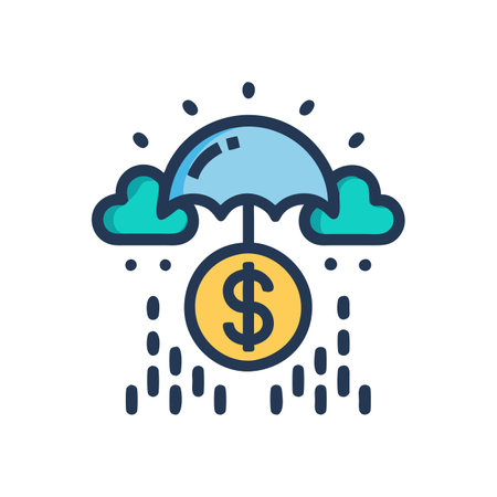Money rain, insurance, financial security concept. Vector line icon.のイラスト素材