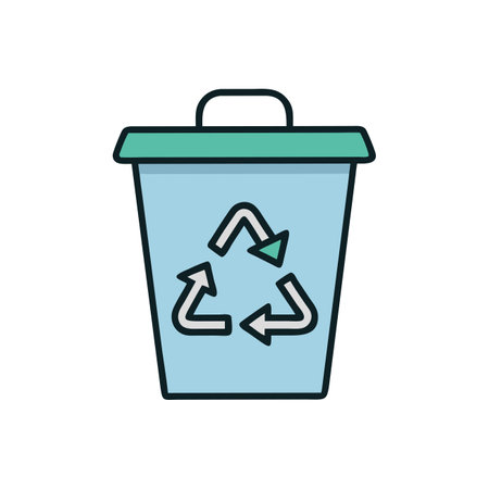 trash can icon over white background, line fill style, vector illustrationのイラスト素材