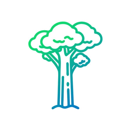 Cute broccoli tree vector line icon isolated on white background. Cute broccoli tree line icon for infographic, website or app.のイラスト素材