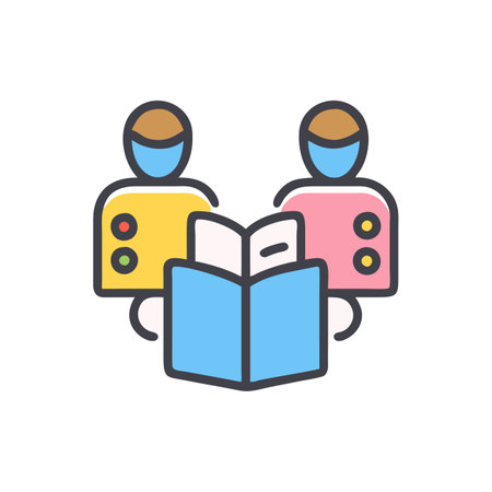 People reading book, education, learning concept. Vector illustration, flat design.のイラスト素材
