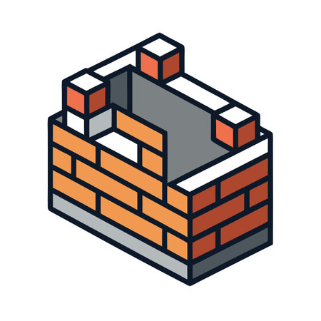 brick wall construction isometric icon vector illustration design graphic flat styleのイラスト素材