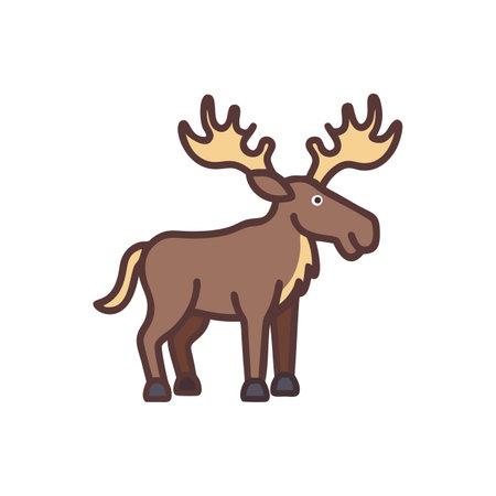 Reindeer flat color icon. Vector illustration on white background.のイラスト素材