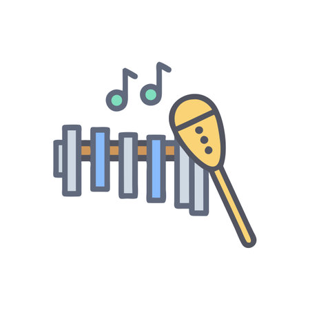 Xylophone and maracas color line icon. Vector illustration.のイラスト素材