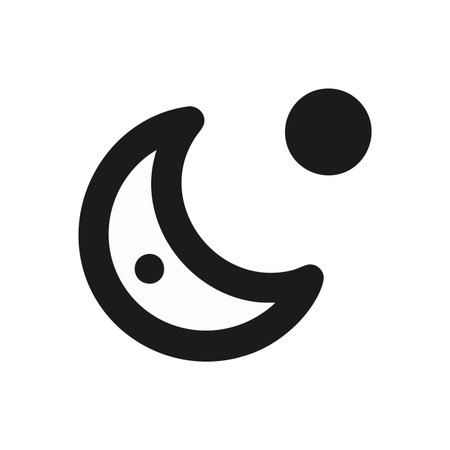 Crescent moon icon. Night or bed time symbol. Vector illustrationのイラスト素材