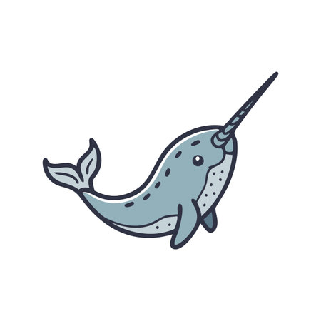 Cute narwhal doodle icon. Vector illustration.のイラスト素材