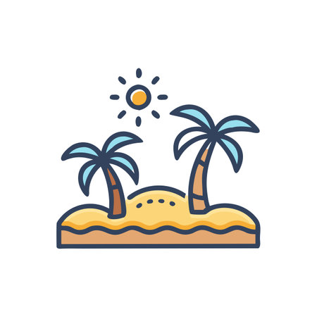 Beach line icon. Vector illustration, flat design, outline stroke.のイラスト素材