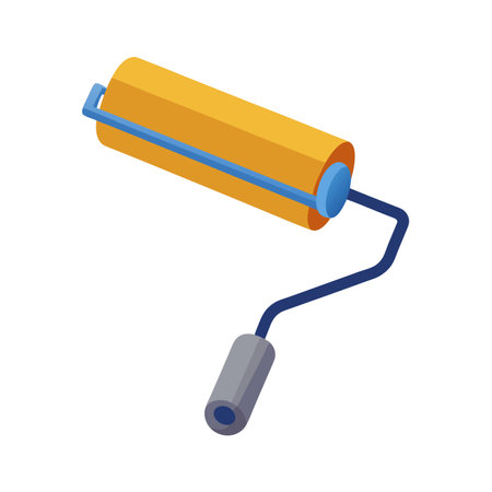 Paint roller icon in isometric 3d style on a white backgroundのイラスト素材