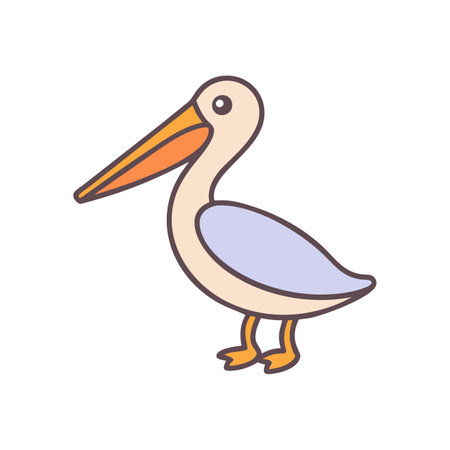 Pelican bird flat color icon on white background for web designのイラスト素材