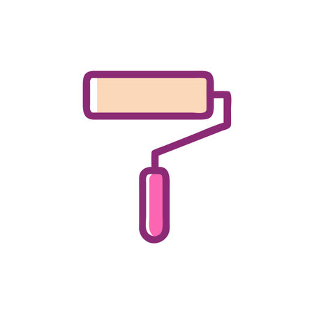 Paint roller flat style icon design, Construction work repair reconstruction industry build and project theme Vector illustrationのイラスト素材