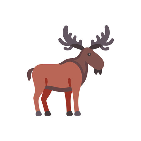 Moose with antlers icon in cartoon style on a white backgroundのイラスト素材