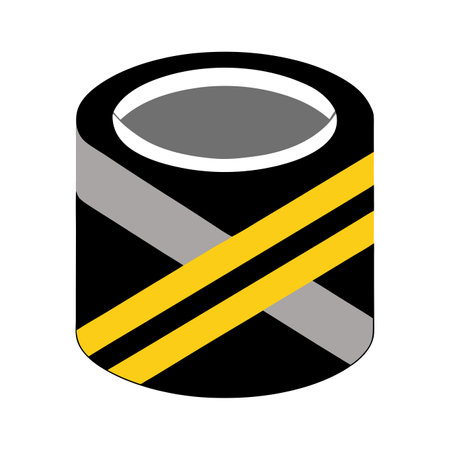 Isolated black and yellow construction tape on a white background, Vector illustrationのイラスト素材