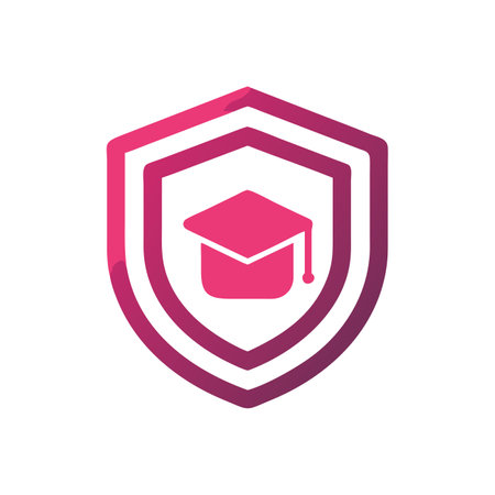 Graduation cap and shield logo design. Graduation cap and shield vector logo design.のイラスト素材