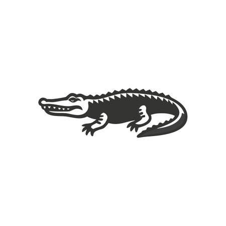 Crocodile icon in flat style. Alligator vector illustration on white isolated background. Wild animal business concept.のイラスト素材