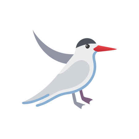 Tern icon in flat color style. Bird vector illustration on white isolated background. Bird animal business concept.のイラスト素材