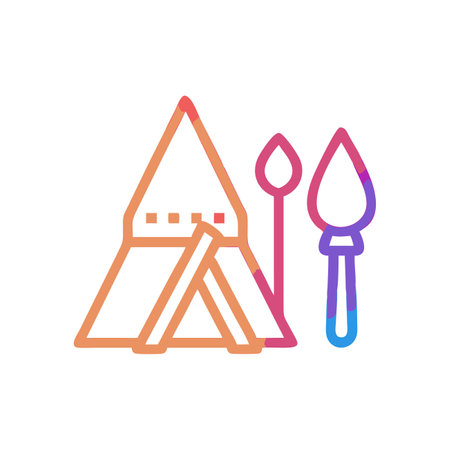 Camping tent and brush icon. Vector illustration, flat design.のイラスト素材