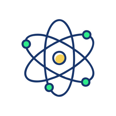 Atom, atom, science icon. Vector illustration, flat design.のイラスト素材