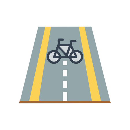Bicycle on the road icon. Flat color design. Vector illustration.のイラスト素材