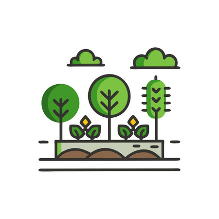 Plantation, garden, nature flat line icon. Vector illustrationのイラスト素材