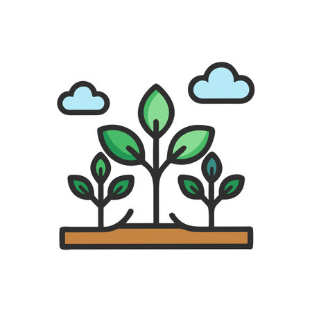 Plant growing flat icon. Vector illustration, editable stroke.のイラスト素材