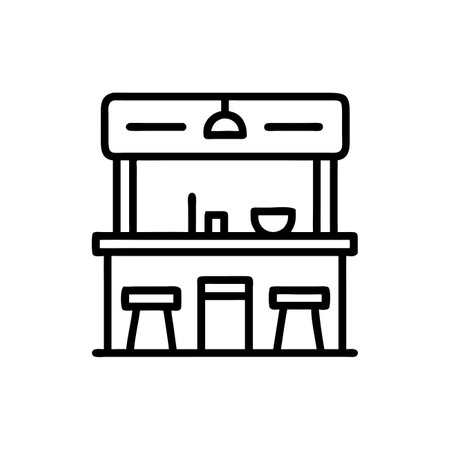 restaurant icon over white background, line style, vector illustrationのイラスト素材
