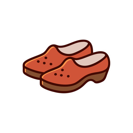 Vector illustration, flat design. Pair of wooden slippers icon.のイラスト素材