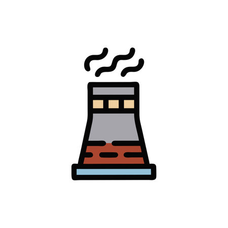 Nuclear power plant vector illustration, filled outline icon editable stroke.のイラスト素材
