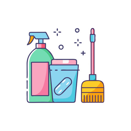 Cleaning products flat color icon. Cleaning service. Vector illustrationのイラスト素材