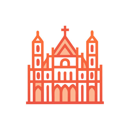 Church icon in flat style. Church vector illustration on white isolated background. Church business concept.のイラスト素材