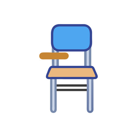 School chair flat color icon. Isolated vector illustration on white background.のイラスト素材
