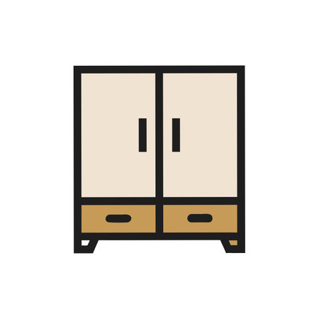 Cupboard icon in flat style. Furniture vector illustration on white isolated background. Cupboard business concept.のイラスト素材