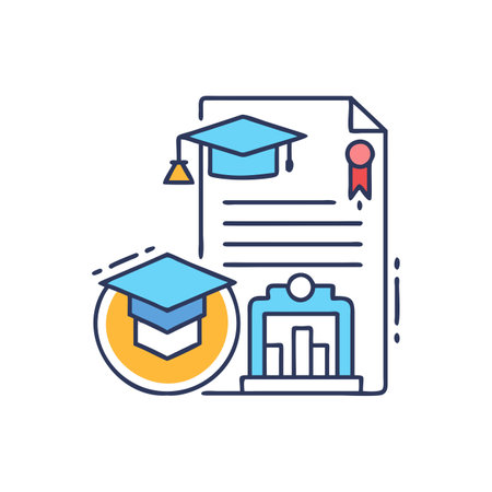 Graduation cap and diploma vector line icon, education and graduation conceptのイラスト素材