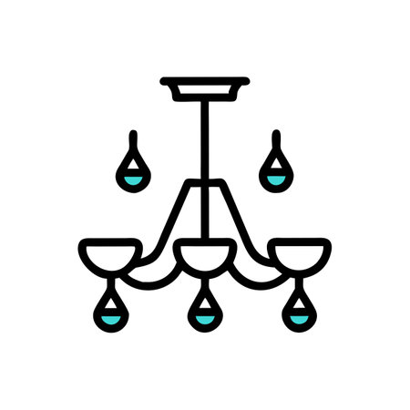 Vector chandelier icon, modern line design flat style icon.のイラスト素材