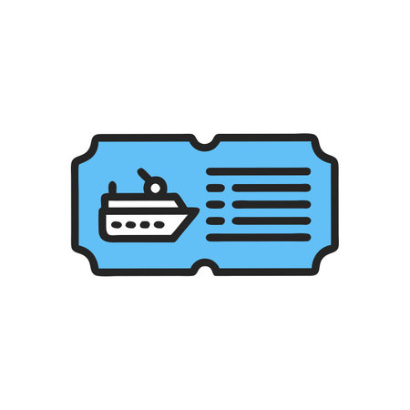 Ship ticket icon in flat style. Boat vector illustration on white isolated background. Ship business concept.のイラスト素材