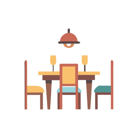 Dining room icon in flat color style. Furniture and interiorのイラスト素材