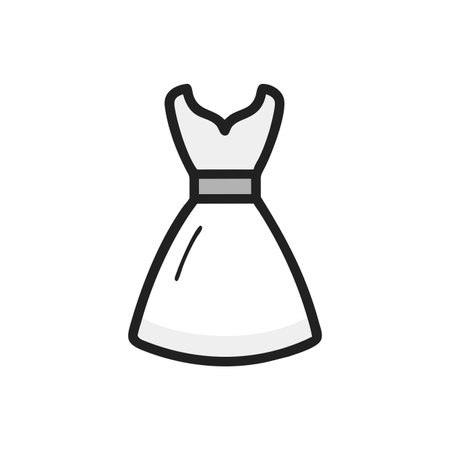 Wedding dress icon in flat style. Dress vector illustration on white isolated background. Dress business concept.のイラスト素材