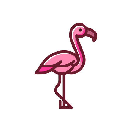 Flamingo bird line icon. Vector illustration, flat design.のイラスト素材
