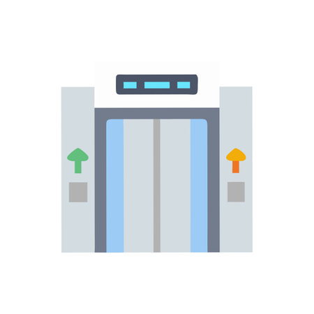 Airport icon in flat color style. Reception building vector illustration on white isolated background. Airport business concept.のイラスト素材