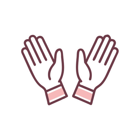 Hands in gloves line icon. Vector illustration on white background.のイラスト素材