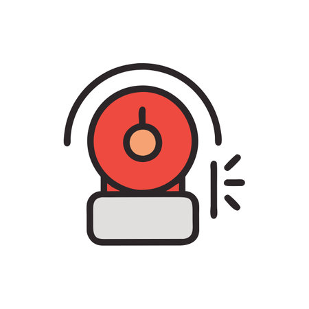 Fire alarm, fire alarm, fire alarm, fire control flat design icon.のイラスト素材