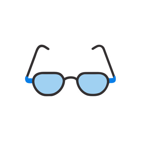 Glasses icon in flat style. Eyeglasses vector illustration on white isolated background. Glasses business concept.のイラスト素材