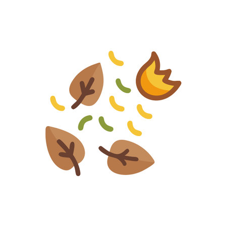 Autumn leaves flat color icon on white background. Vector illustration.のイラスト素材