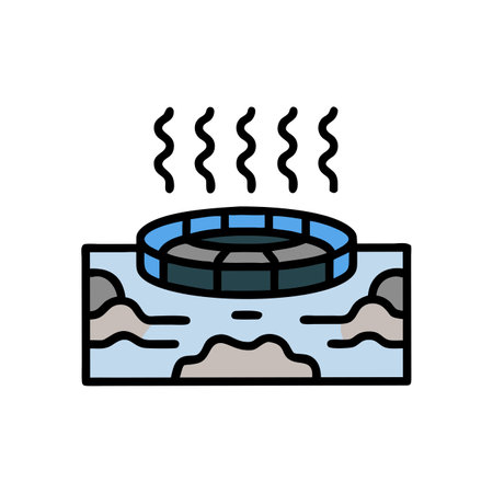 Hot water flat color icon. Pictogram for web page, mobile app, promo. UI UX GUI design element. Editable stroke.のイラスト素材