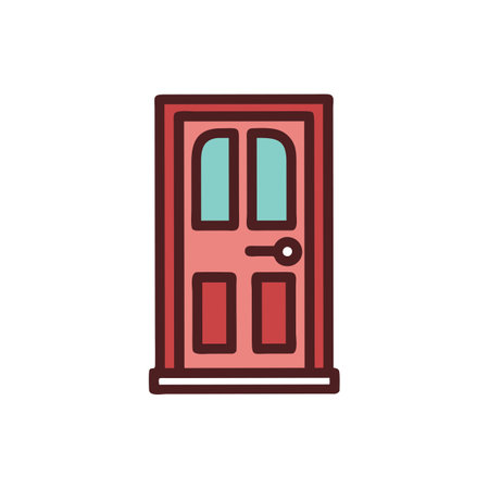 Door flat style icon design, Home room decoration interior living building apartment and residential theme Vector illustrationのイラスト素材