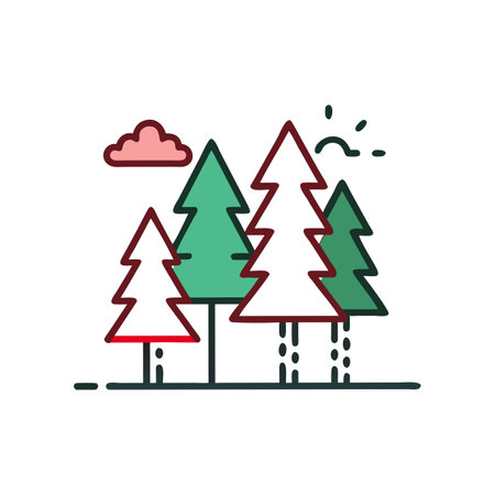 Pine tree line icon, vector illustration. Flat design style.のイラスト素材