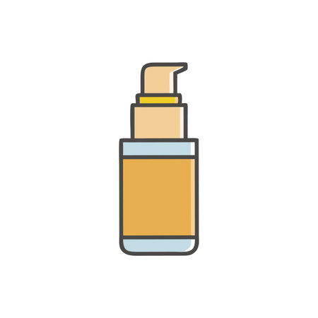 Cosmetic bottle icon in flat color style. Skincare treatmentのイラスト素材