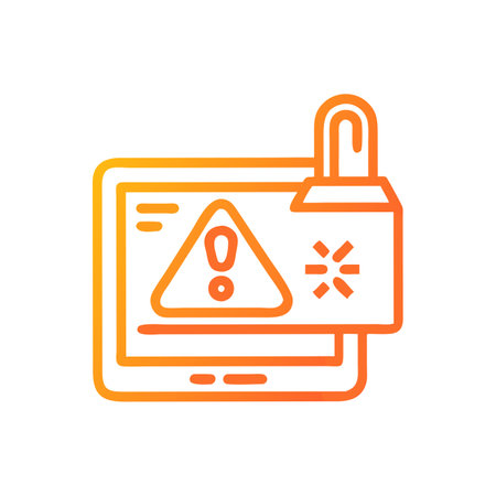 cyber security concept, computer with warning sign icon over white background, line style, vector illustrationのイラスト素材